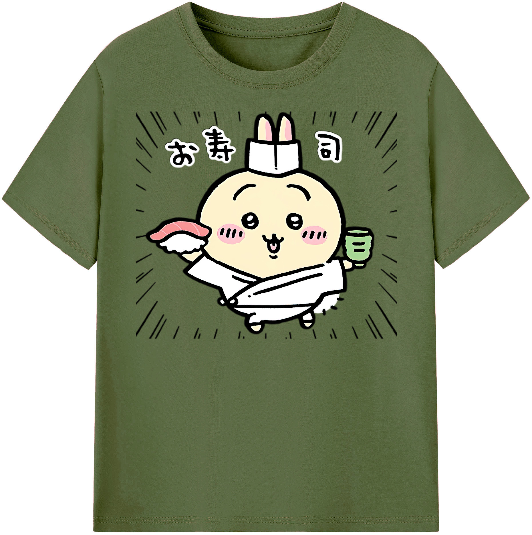 （画像用） ちいかわ うさぎ Chii-kawa usagi 綿100％半袖Tシャツ（フロントプリント）